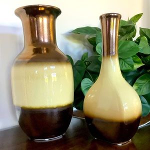Cream/Bronze Contemporary Vase set